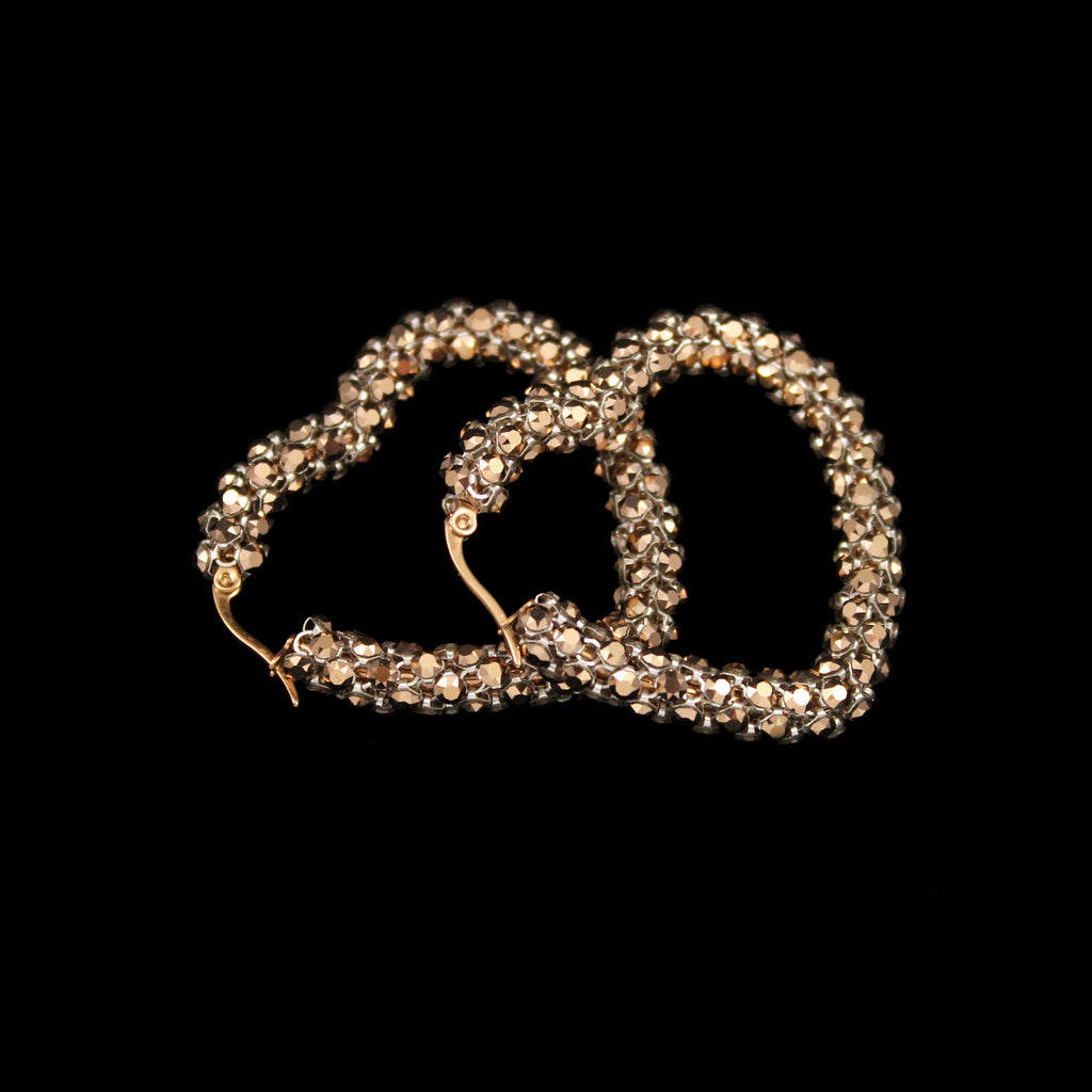 Crystal Mesh Small Heart Hoop Earring