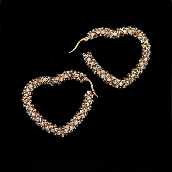 Crystal Mesh Small Heart Hoop Earring