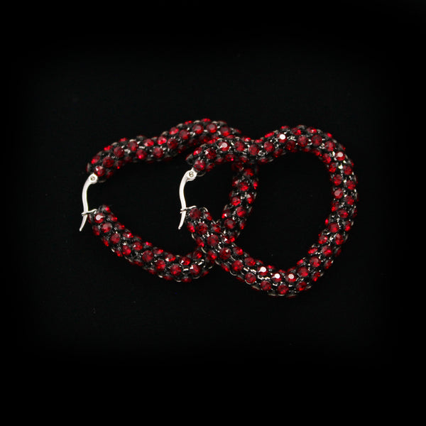 Crystal Mesh Small Heart Hoop Earring