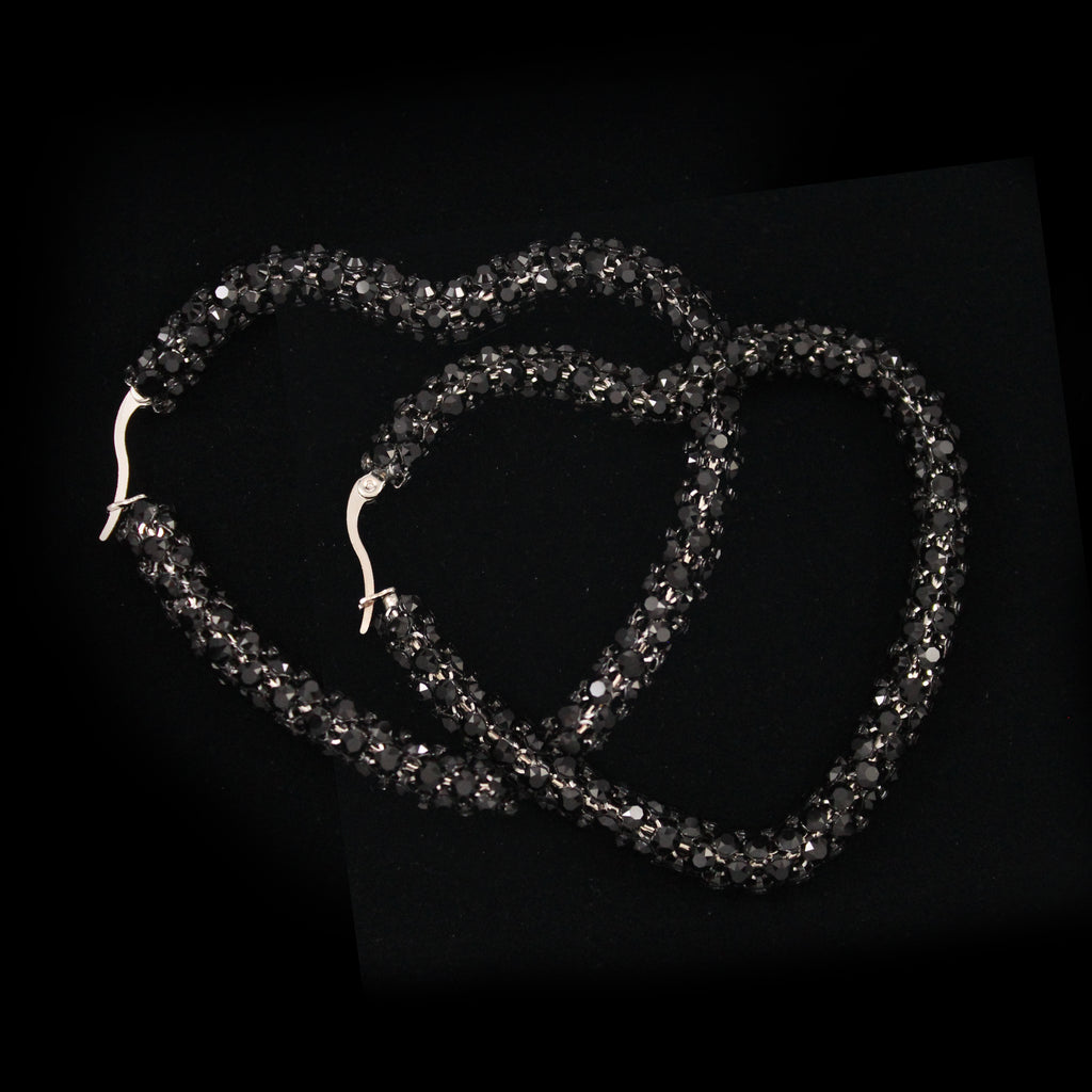Crystal Mesh Large Heart Hoop Earring