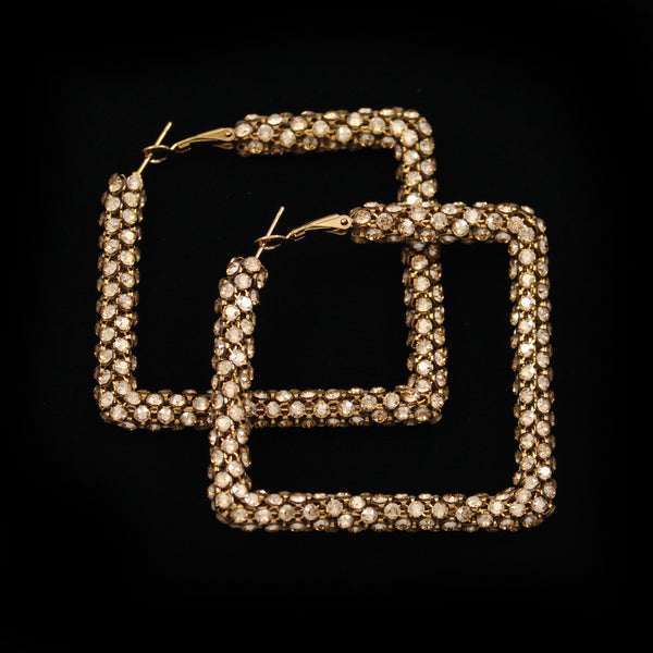 Crystal Mesh Square Hoop Earring