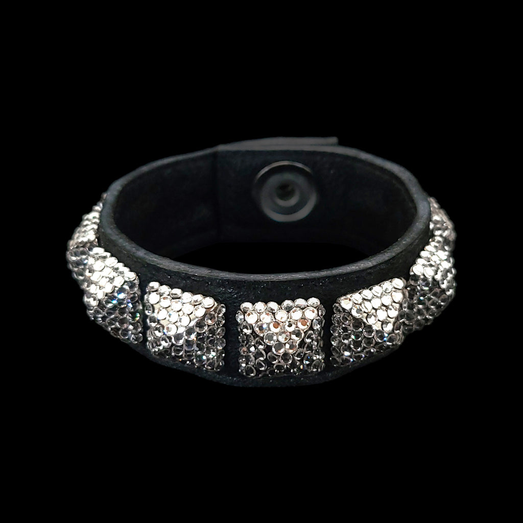 Crystal Studded Leather Bracelet