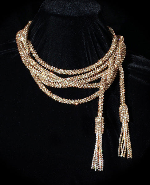 Swarovski Crystal Mesh Sautoir Rope Necklace