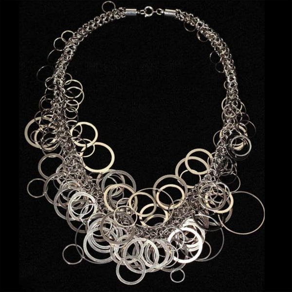 Chrome Ring Cluster Necklace